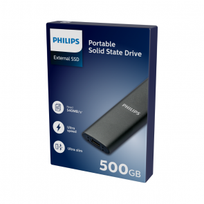 Philips External SSD 500GB, USB3.2, noir