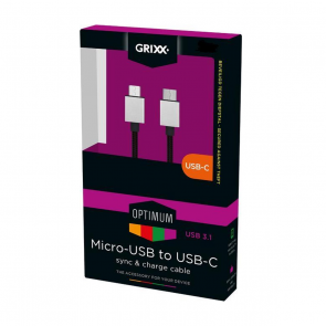 Câble Grixx Optimum Micro-USB - USB-C, 3 m, noir