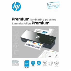 HP Premium Laminating Pouches, A4 pre-punched, 125 Micron
