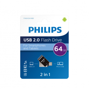 Philips USB flash drive 2-in-1, 64GB, USB 2.0 - micro-USB